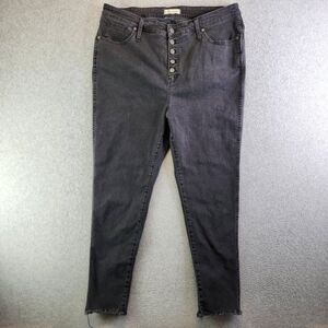 Madewell Jeans Womens 35 Berkeley Black 10" High Rise Skinny Raw Hem Button Fly